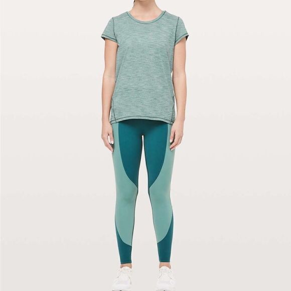 Lululemon Another Mile Short Sleeve Heathered Green Smoke Sz 4 - Picture 5 of 9